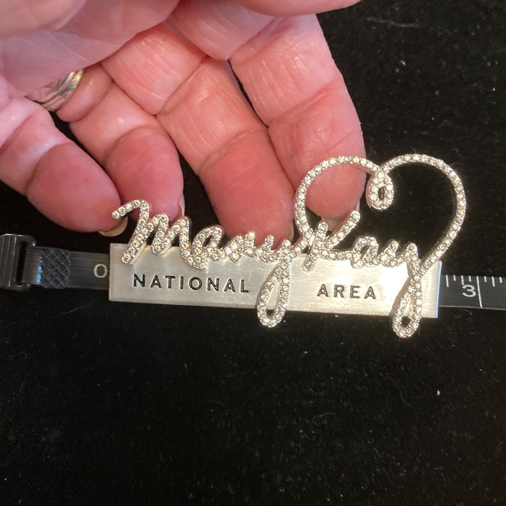 Mary Kay commemorates sellers with this fashion silvertone brooch. Clear stones - Picture 5 of 5